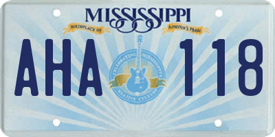 MS license plate AHA118