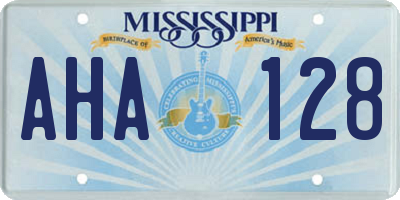 MS license plate AHA128