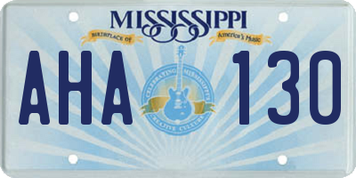MS license plate AHA130