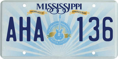 MS license plate AHA136