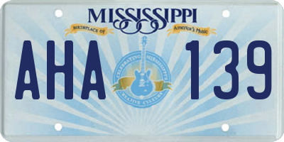 MS license plate AHA139
