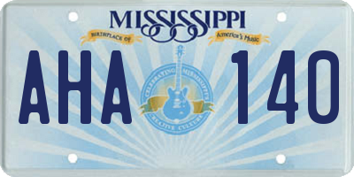 MS license plate AHA140