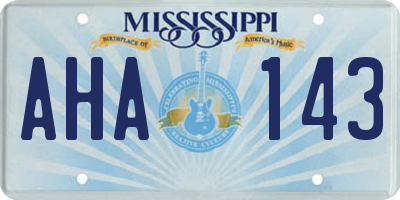 MS license plate AHA143