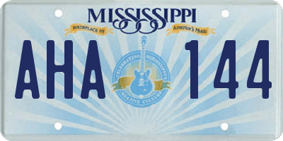 MS license plate AHA144