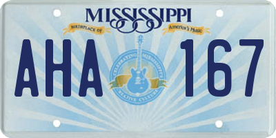 MS license plate AHA167