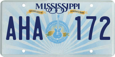 MS license plate AHA172
