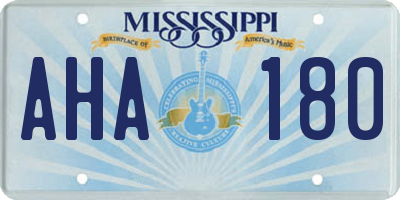 MS license plate AHA180