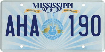 MS license plate AHA190
