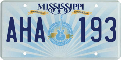 MS license plate AHA193