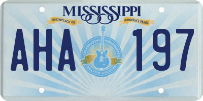 MS license plate AHA197