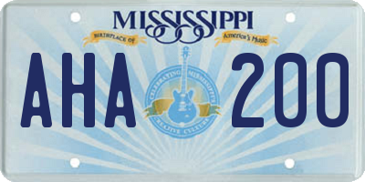 MS license plate AHA200