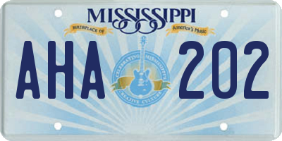 MS license plate AHA202