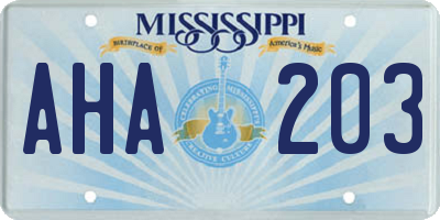 MS license plate AHA203