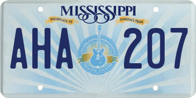 MS license plate AHA207