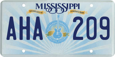 MS license plate AHA209