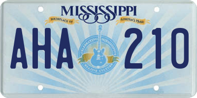 MS license plate AHA210