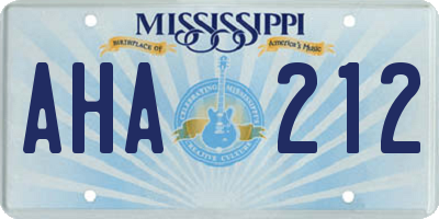 MS license plate AHA212