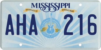 MS license plate AHA216