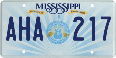 MS license plate AHA217