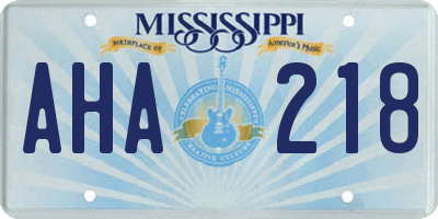 MS license plate AHA218