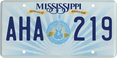 MS license plate AHA219