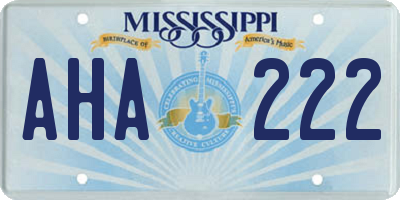 MS license plate AHA222