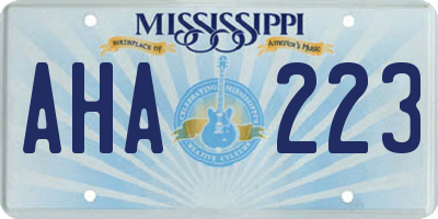 MS license plate AHA223