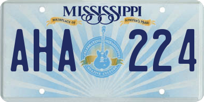 MS license plate AHA224