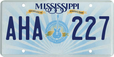 MS license plate AHA227