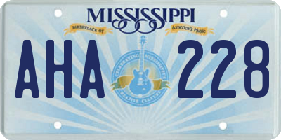 MS license plate AHA228