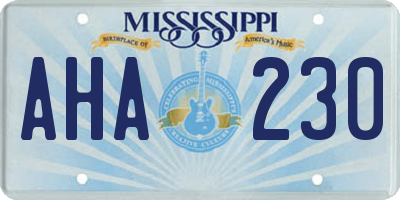 MS license plate AHA230