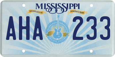 MS license plate AHA233