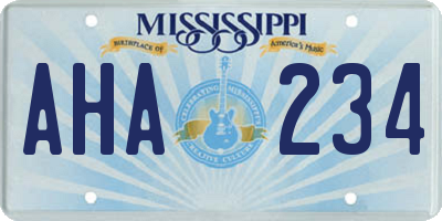 MS license plate AHA234