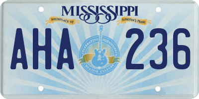 MS license plate AHA236