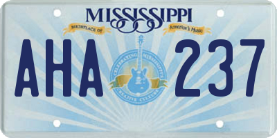 MS license plate AHA237