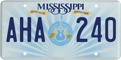 MS license plate AHA240