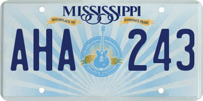 MS license plate AHA243