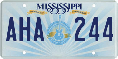 MS license plate AHA244