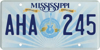 MS license plate AHA245