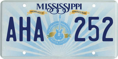 MS license plate AHA252