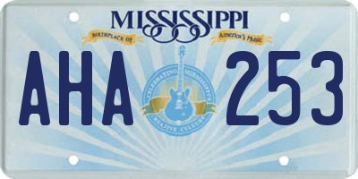 MS license plate AHA253