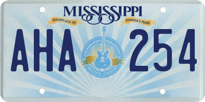 MS license plate AHA254