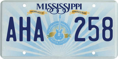 MS license plate AHA258