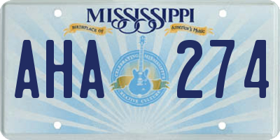 MS license plate AHA274