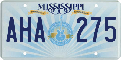 MS license plate AHA275