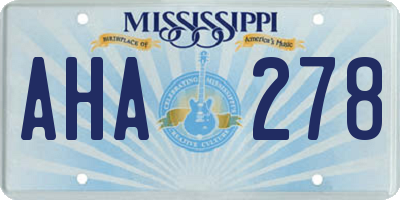 MS license plate AHA278