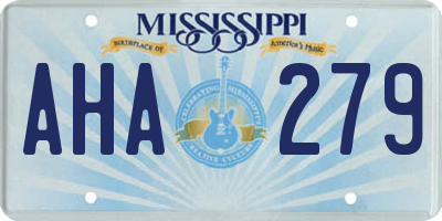 MS license plate AHA279