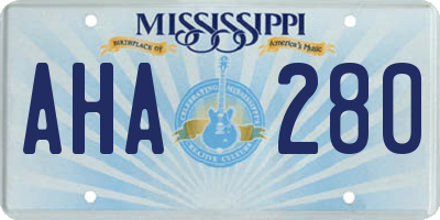 MS license plate AHA280