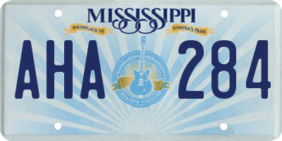 MS license plate AHA284