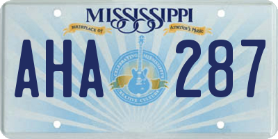 MS license plate AHA287